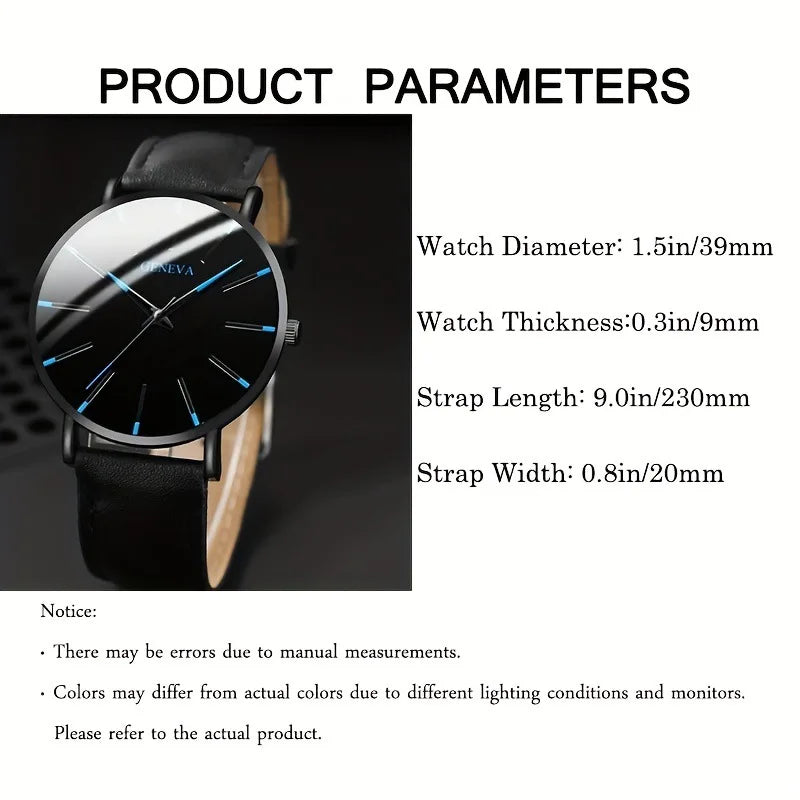 3 Pçs/Set Moda Masculina Relógio de Luxo Casual, Pulseira de Couro e Colar