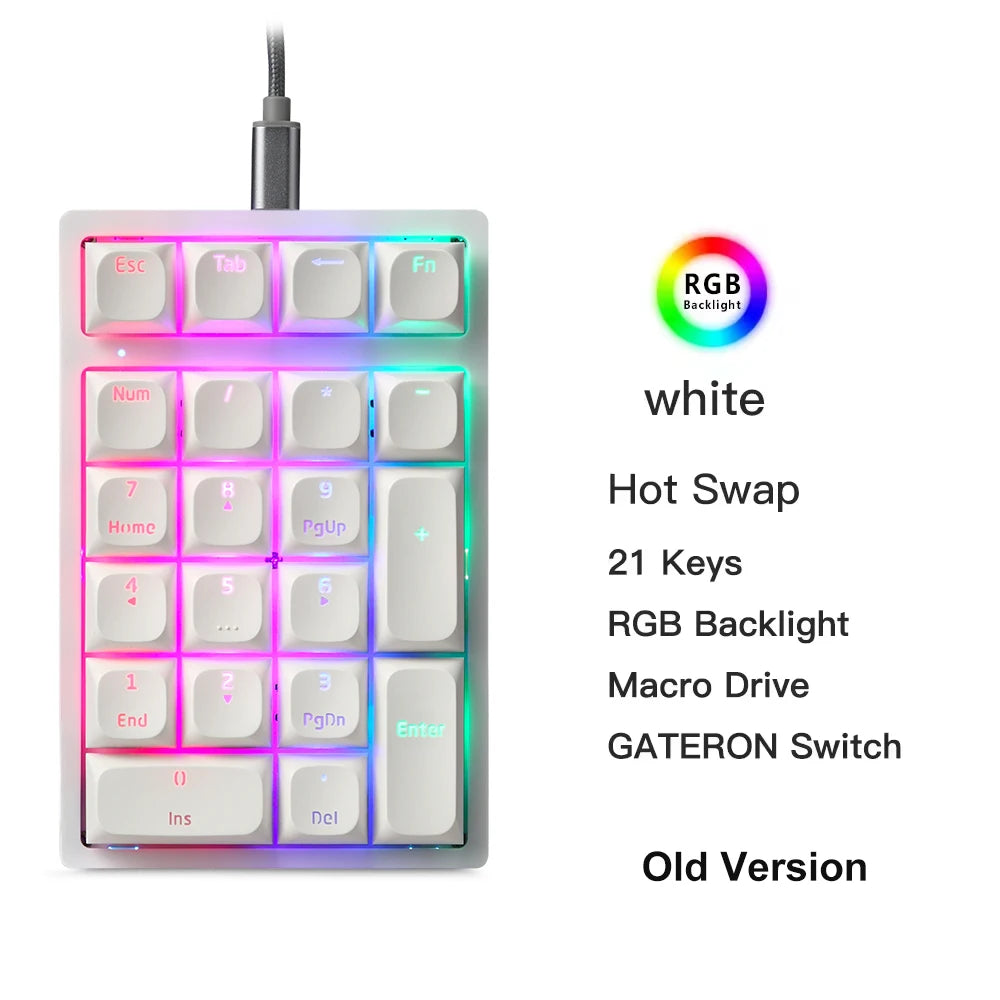 K24pro 21 teclas número pad teclado numérico mecânico hot-swap
