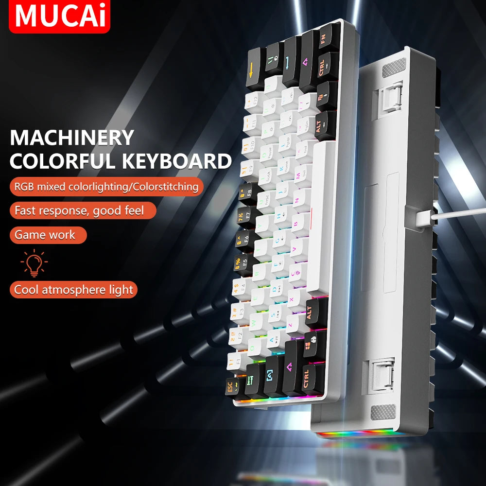 Mucai mk61 rgb retroiluminado esports teclado mecânico