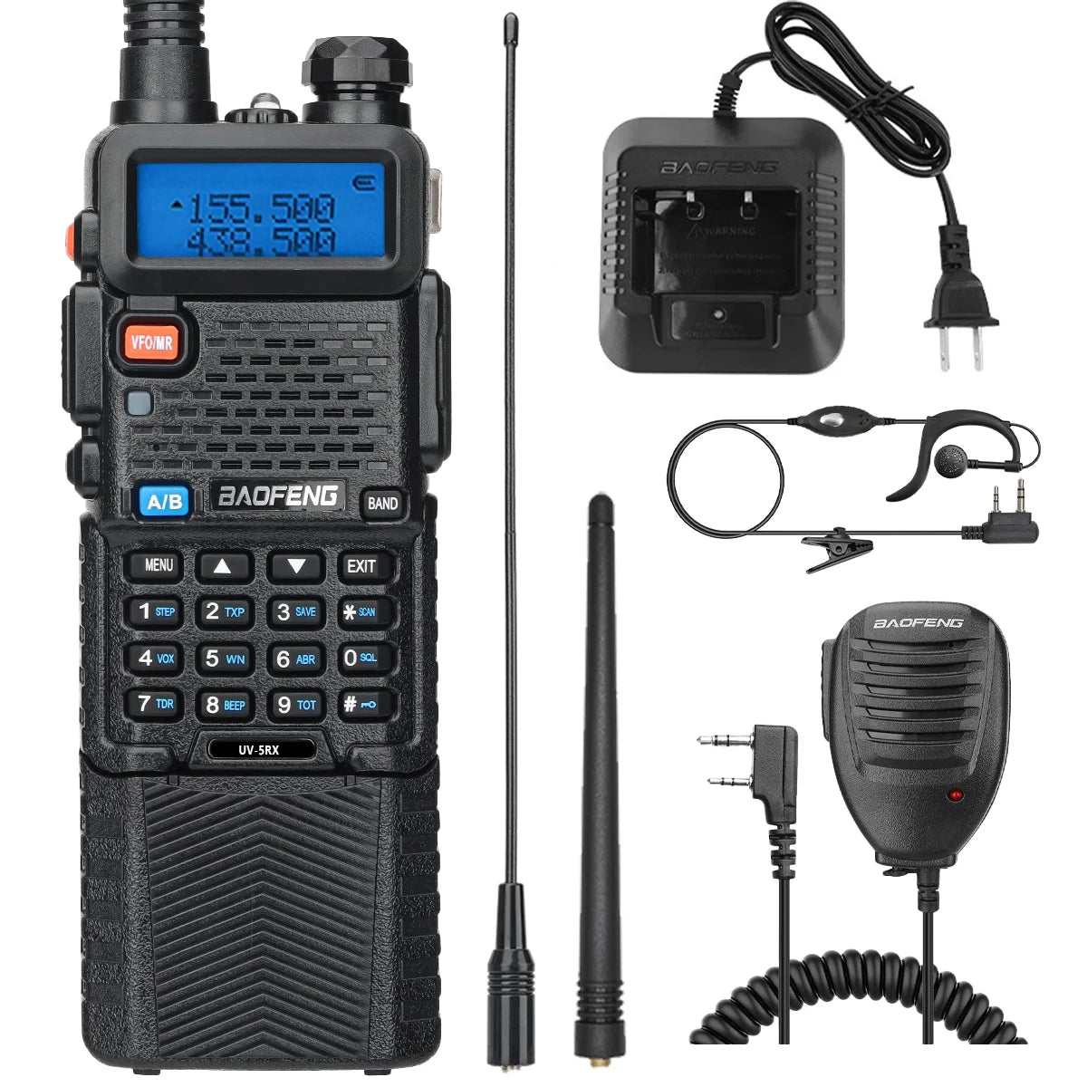 Baofeng UV-5RX walkie talkie conjunto 3800mah