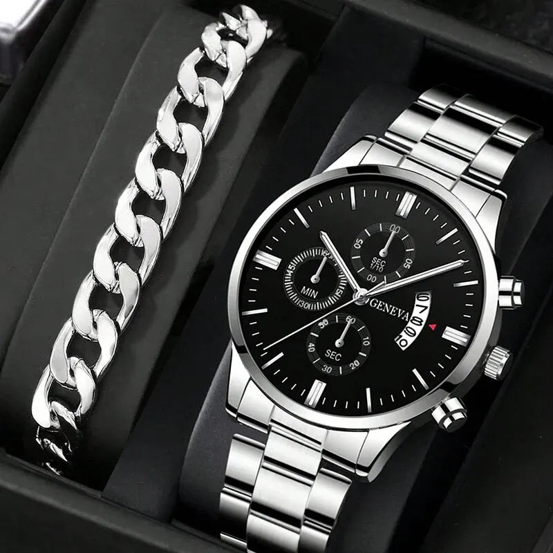 Kit Relogio e Pulseira Masculino