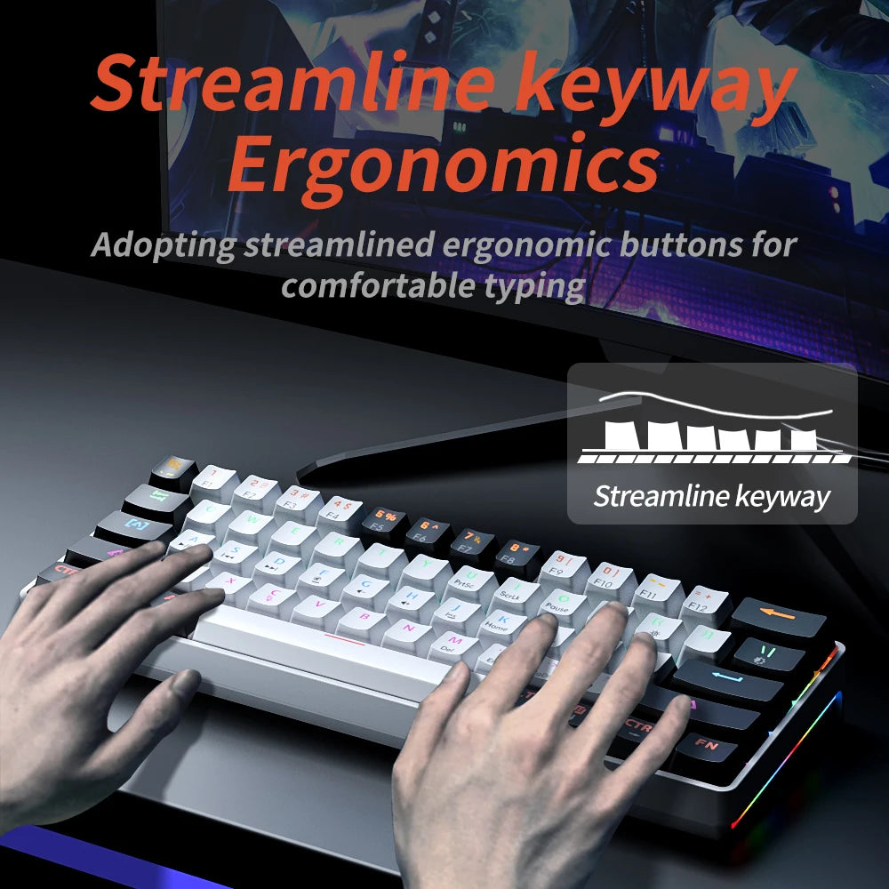 Mucai mk61 rgb retroiluminado esports teclado mecânico