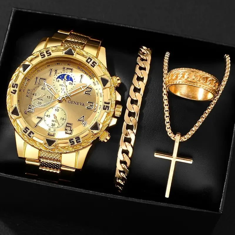 1/4 Pçs, Relógio, Pulseira, Anel e Corrente