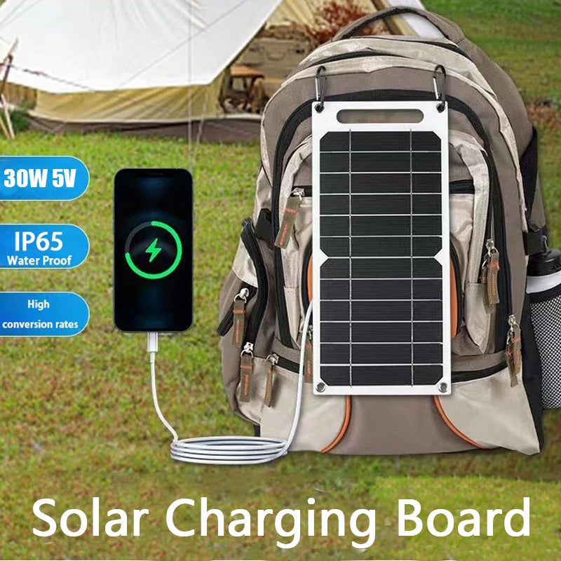 Painel Solar Impermeável, 30W, USB, Tipo-C