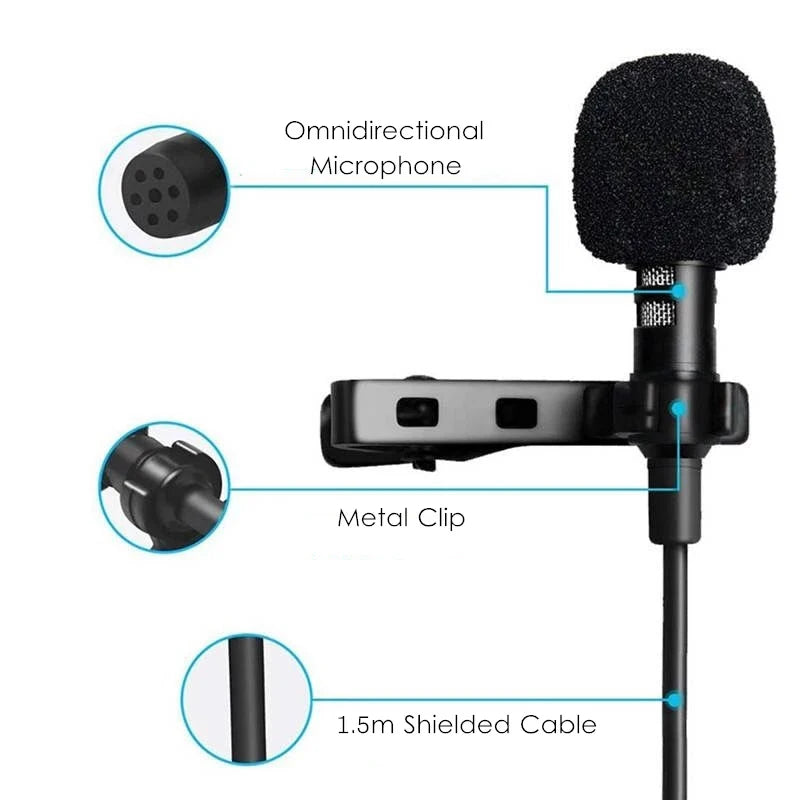 Microfone de Lapela Portátil Mini