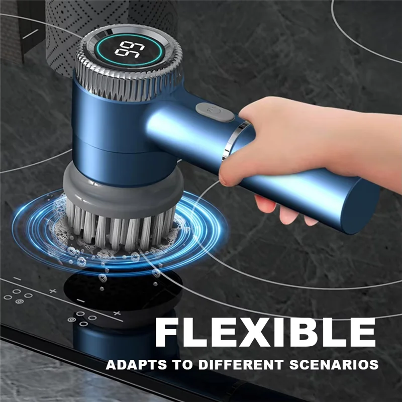 Abbz-Purificador Giratório Elétrico Portátil com 5 Cabeças de Escova Substituíveis