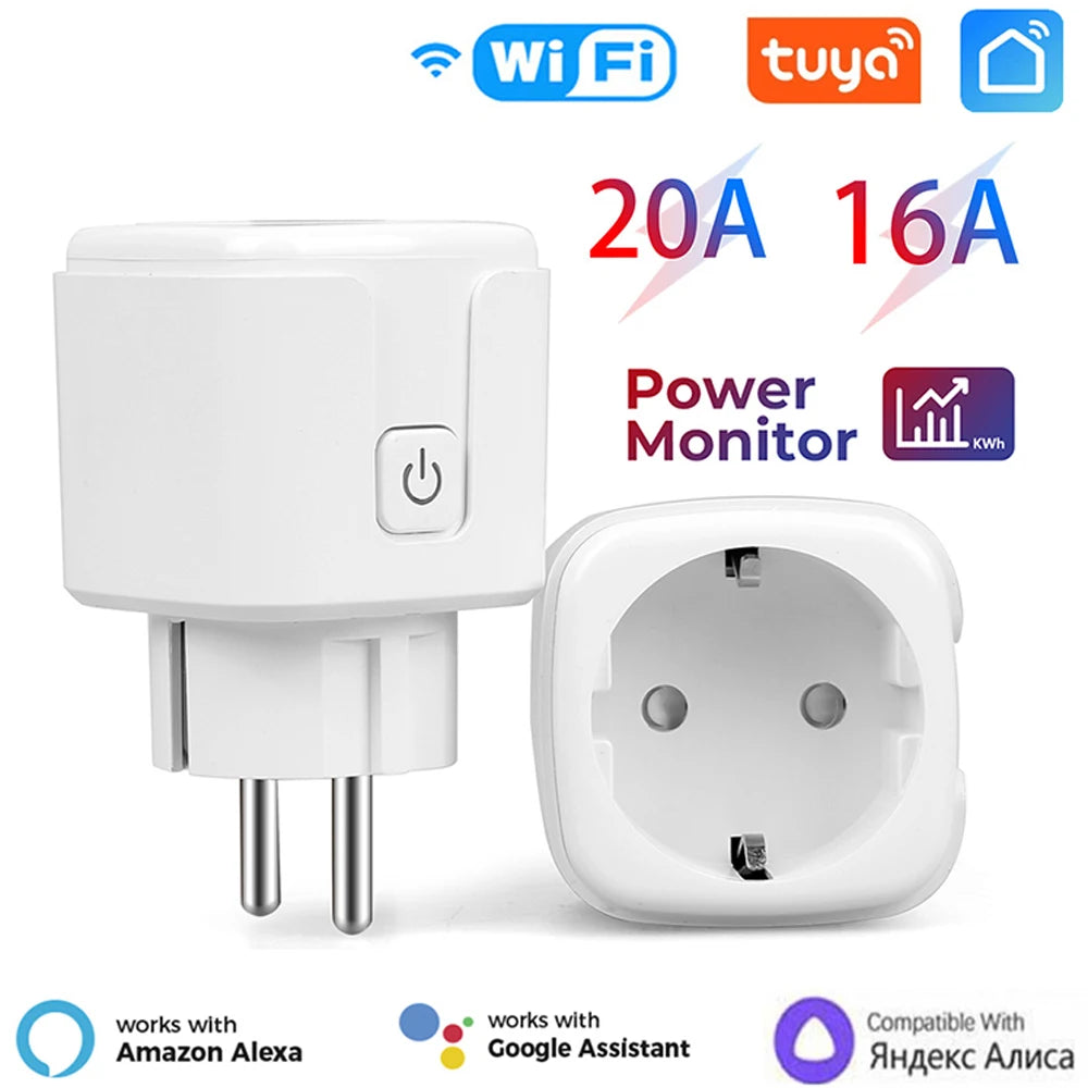 Plugue inteligente ue 16a/20a AC100-240V wifi tomada inteligente tomada de energia