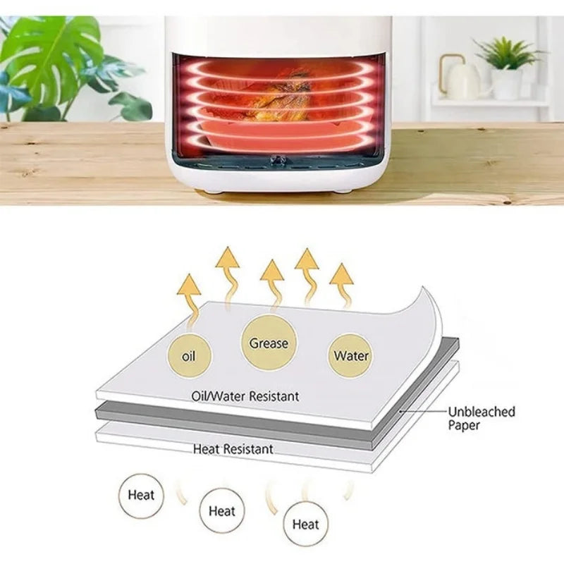 100 Unidades de Forros de Papel para Airfryer