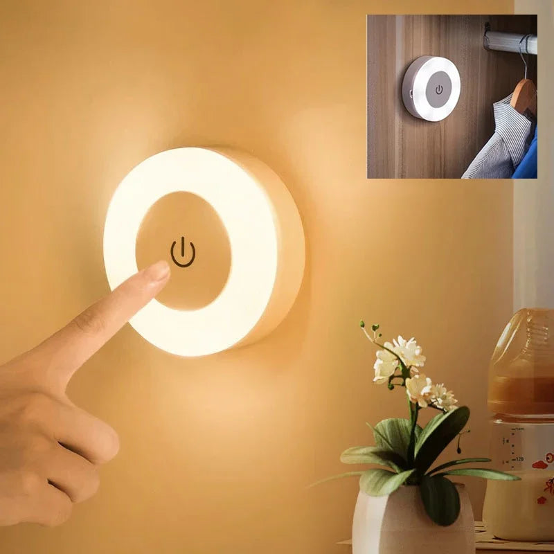 Luz noturna recarregável USB portátil com luz LED