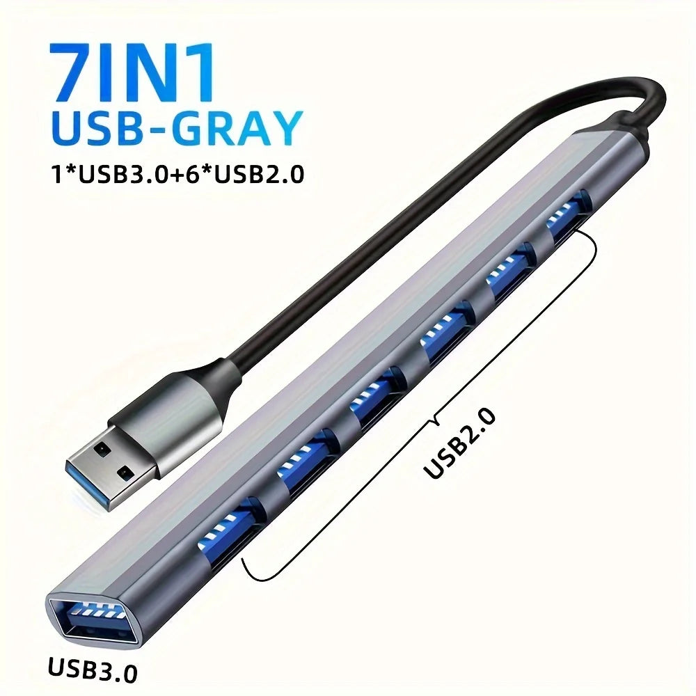 Hub USB C Hub USB 3.0, Extensor USB 7 em 1 de Alumínio