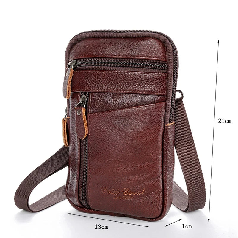 Bolsa de cintura de couro masculina