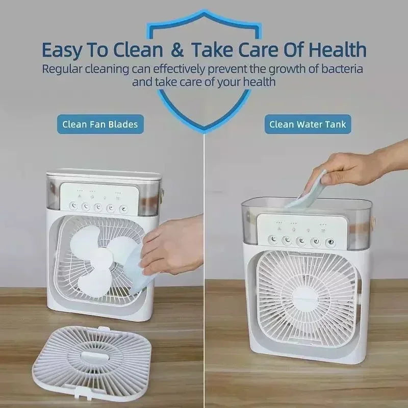 Ventilador e Umidificador de Ar Portátil 3 em 1