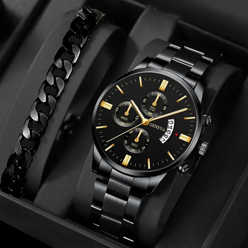 Kit Relogio e Pulseira Masculino