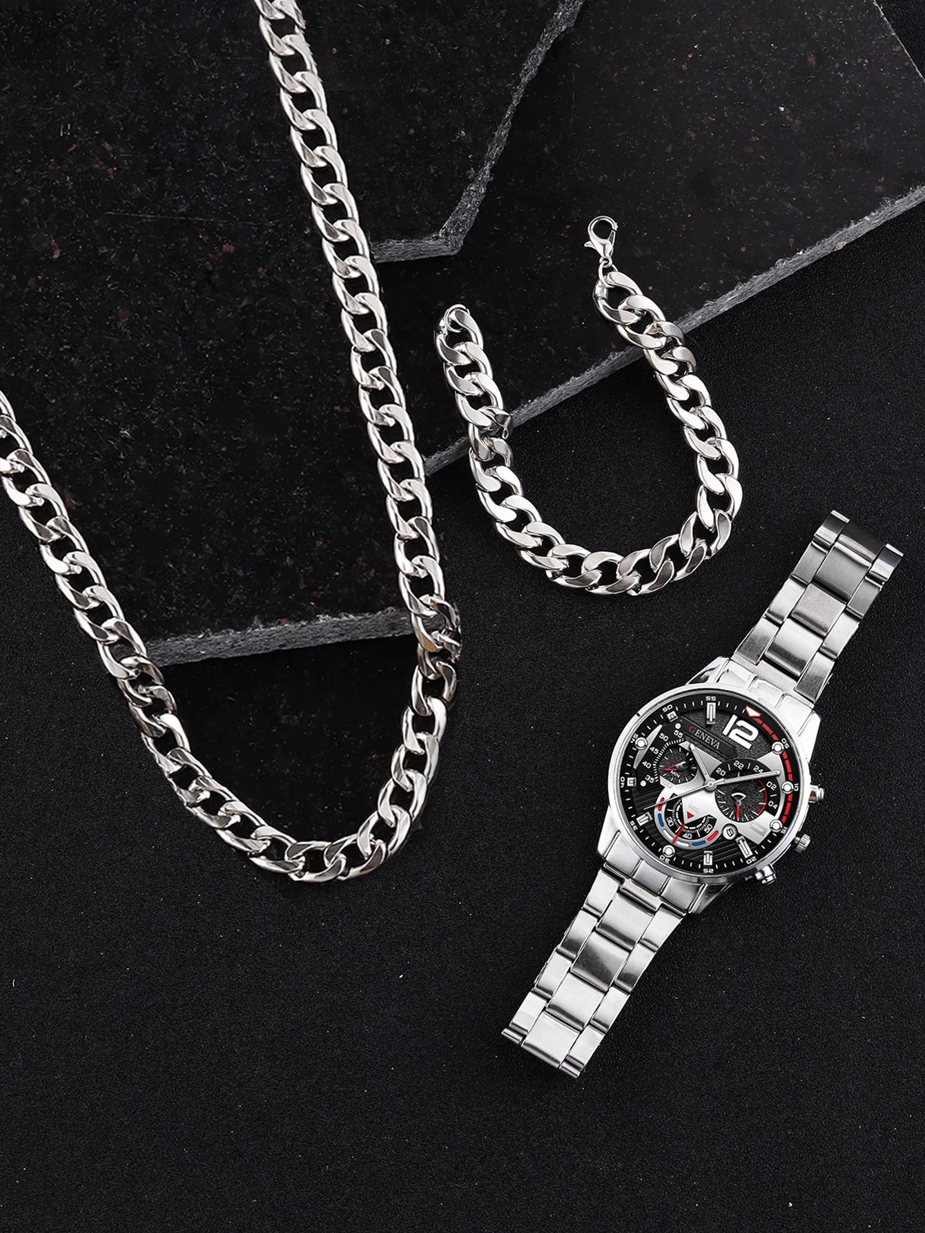 Kit Pulseira, Relógio e Corrente