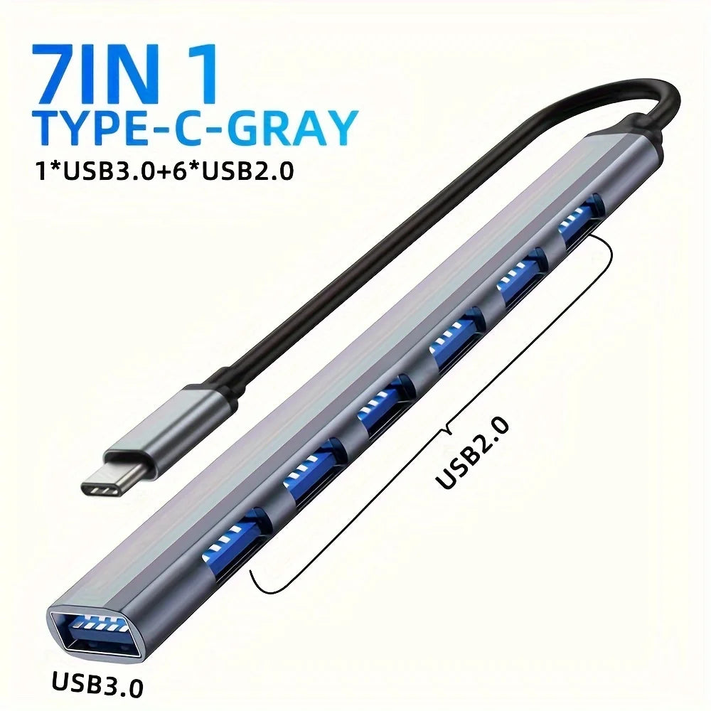 Hub USB C Hub USB 3.0, Extensor USB 7 em 1 de Alumínio