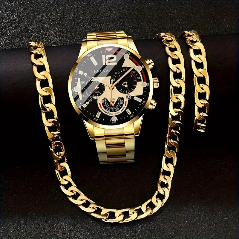 Kit Pulseira, Relógio e Corrente