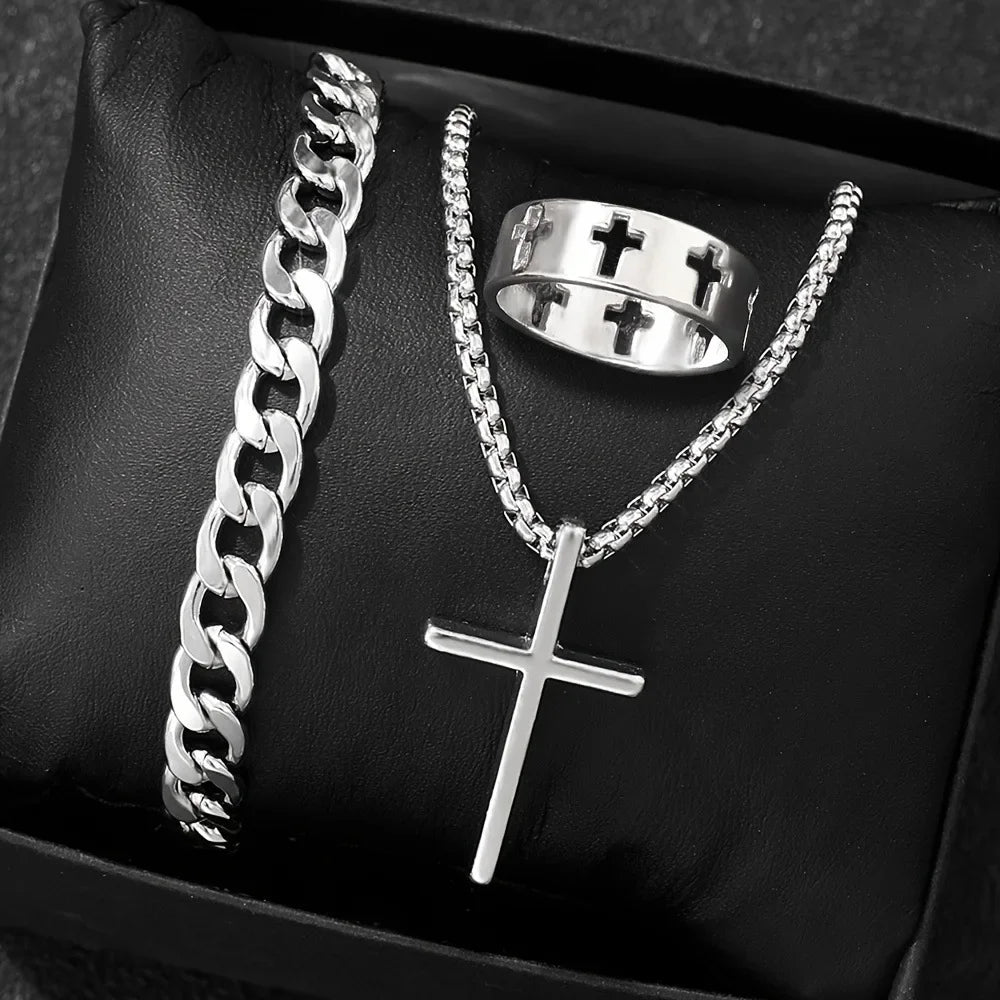 Conjunto Pulseira, Corrente e Anel