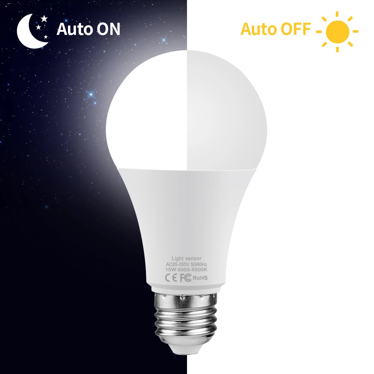 15w e27 led crepúsculo ao amanhecer lâmpada noturna com sensor de luz lâmpada inteligente