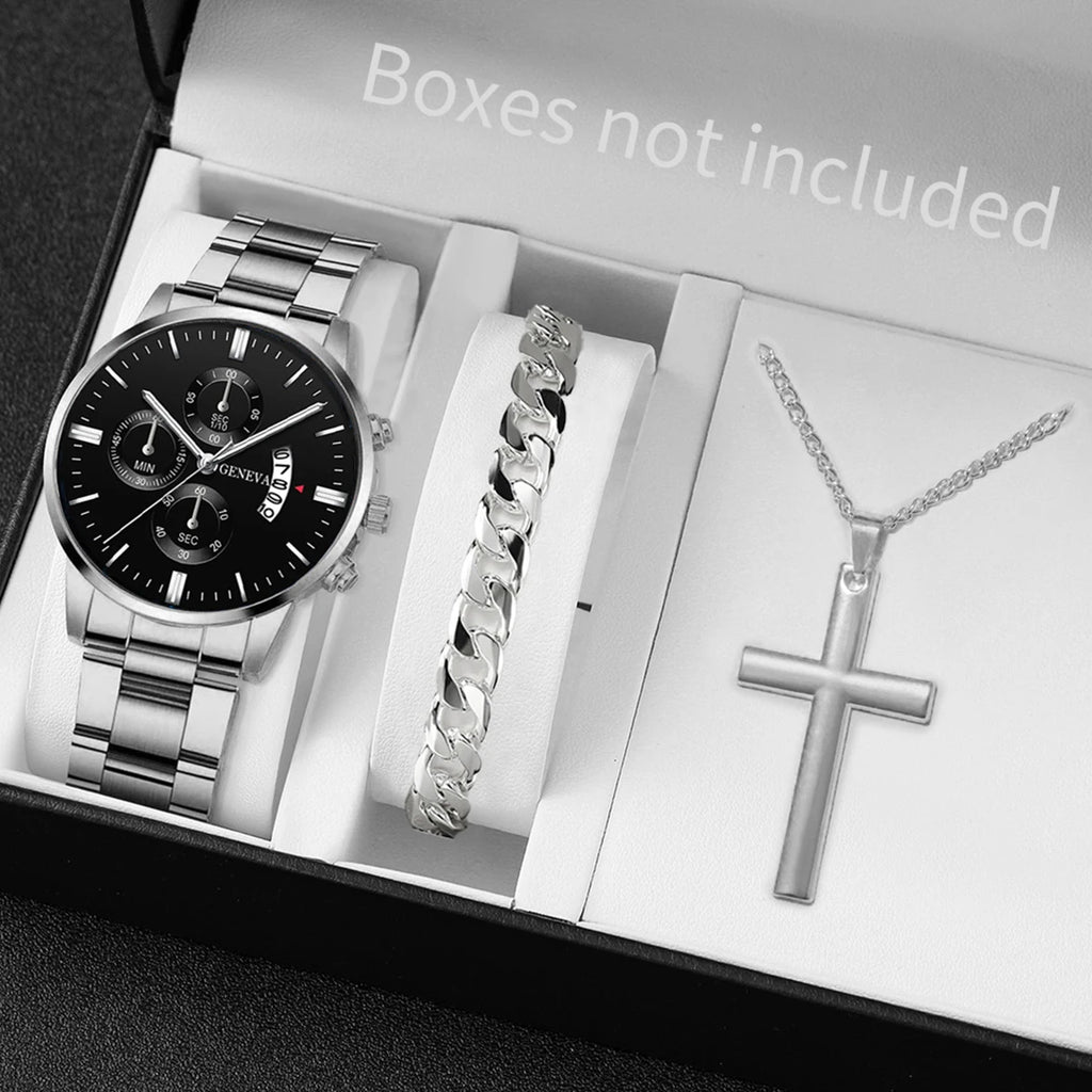 Kit Relógio, Pulseira e Corrente