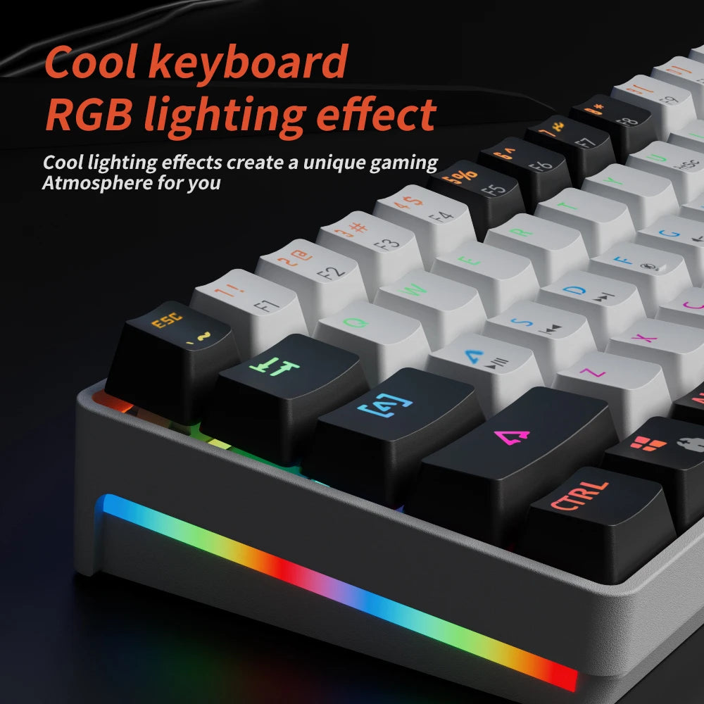 Mucai mk61 rgb retroiluminado esports teclado mecânico
