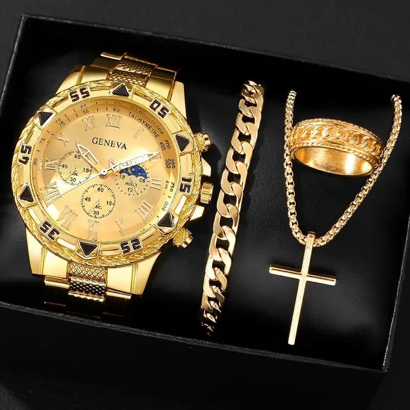 1/4 Pçs, Relógio, Pulseira, Anel e Corrente