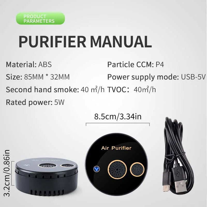 Purificador Portátil para ar do Carro com núcleo duplo