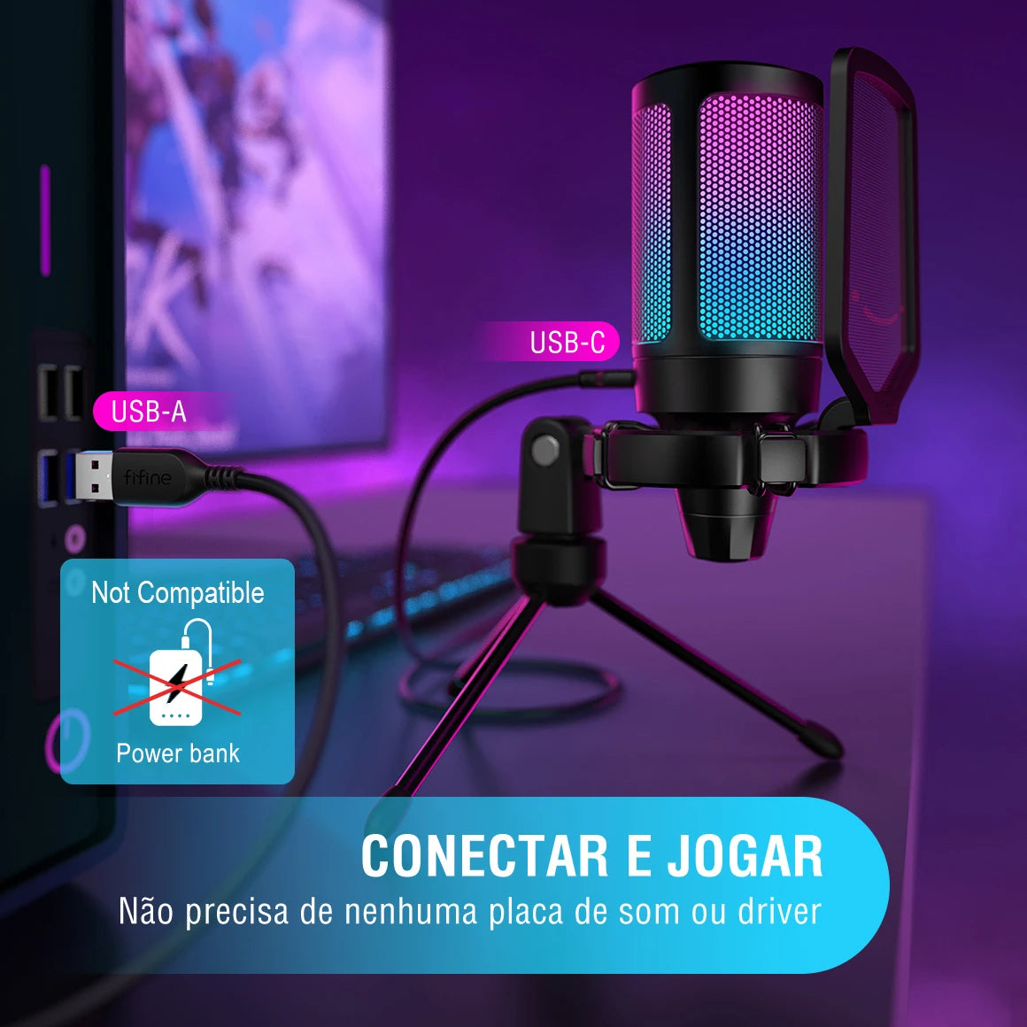 FIFINE Microfone USB para Jogos