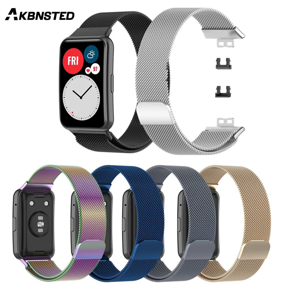 pulseira de laço magnético milanês para huawei watch fit