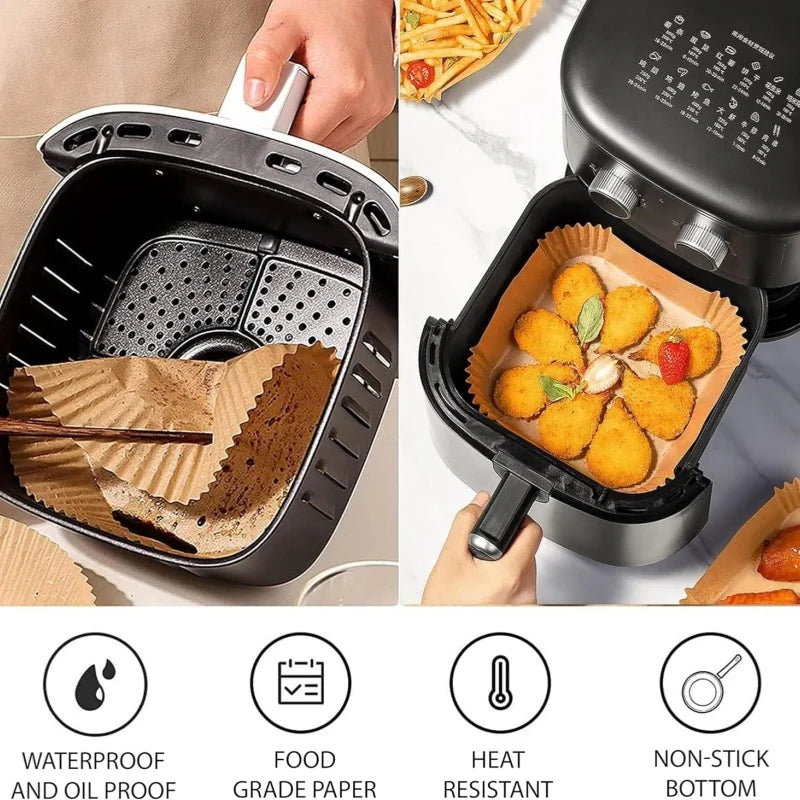 100 Unidades de Forros de Papel para Airfryer