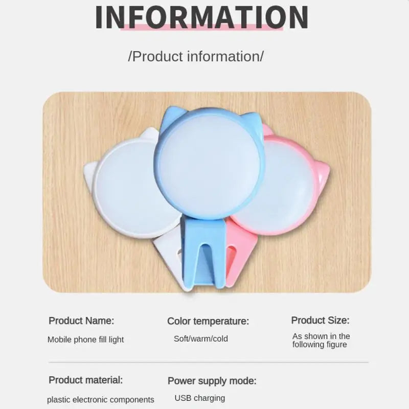 Nova moda recarregável selfie luzes led flash