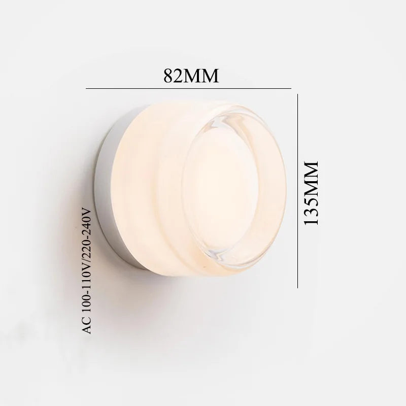 Iwhd redondo acrílico simples lâmpada de parede led