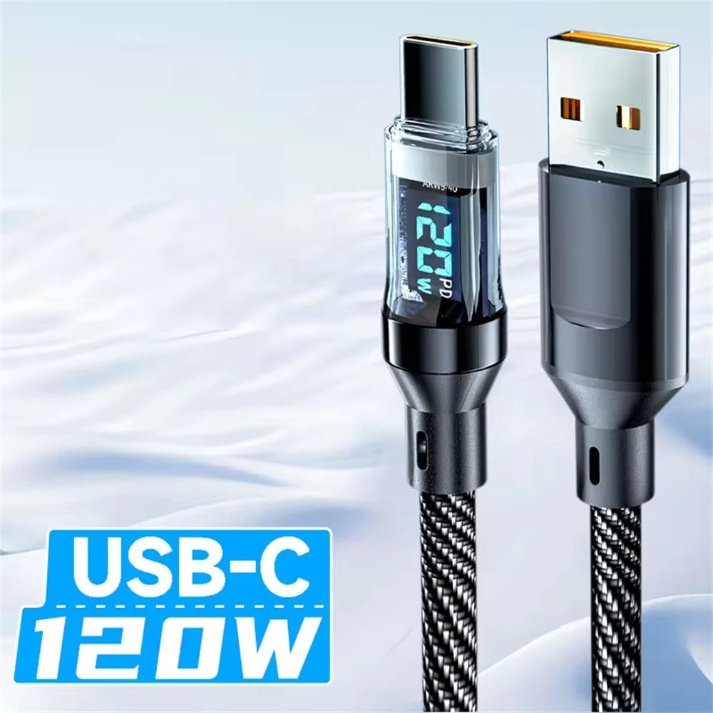 Cabo de Carregamento Rápido NNBILI 120 W Tipo C para Tipo C ou Usb
