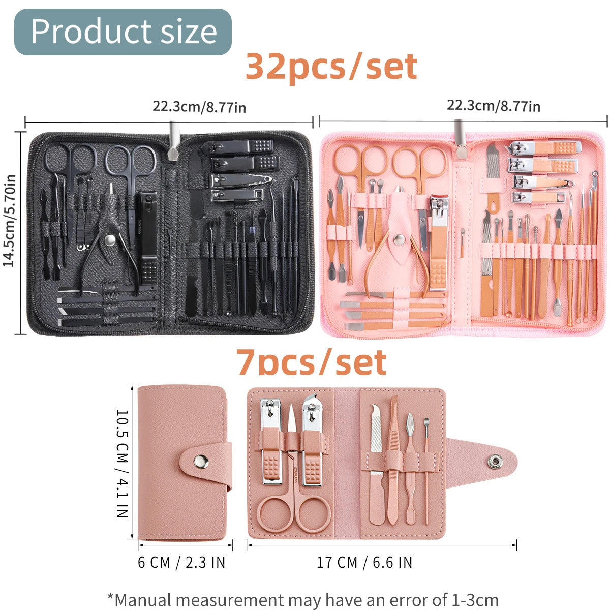 Conjunto de Manicure Pedicure Cortador de Unhas Conjunto 7/32