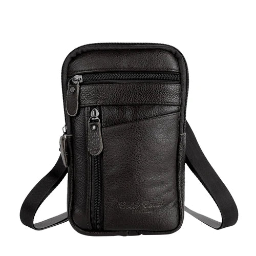Bolsa de cintura de couro masculina