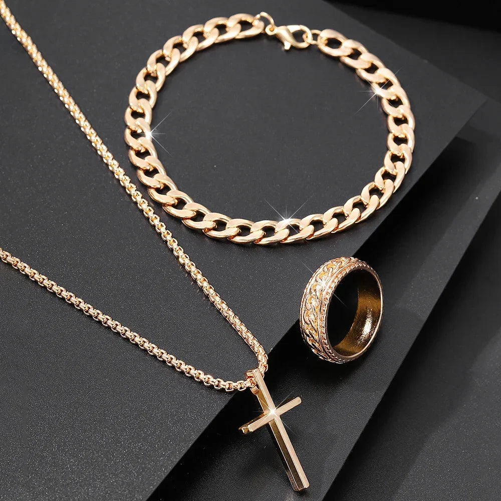 Conjunto Pulseira, Corrente e Anel