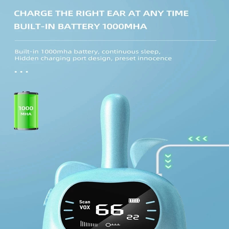 2 pçs crianças walkie talkie recarregável 1000mah portátil