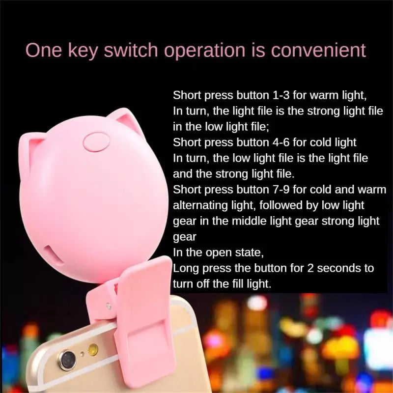 Nova moda recarregável selfie luzes led flash