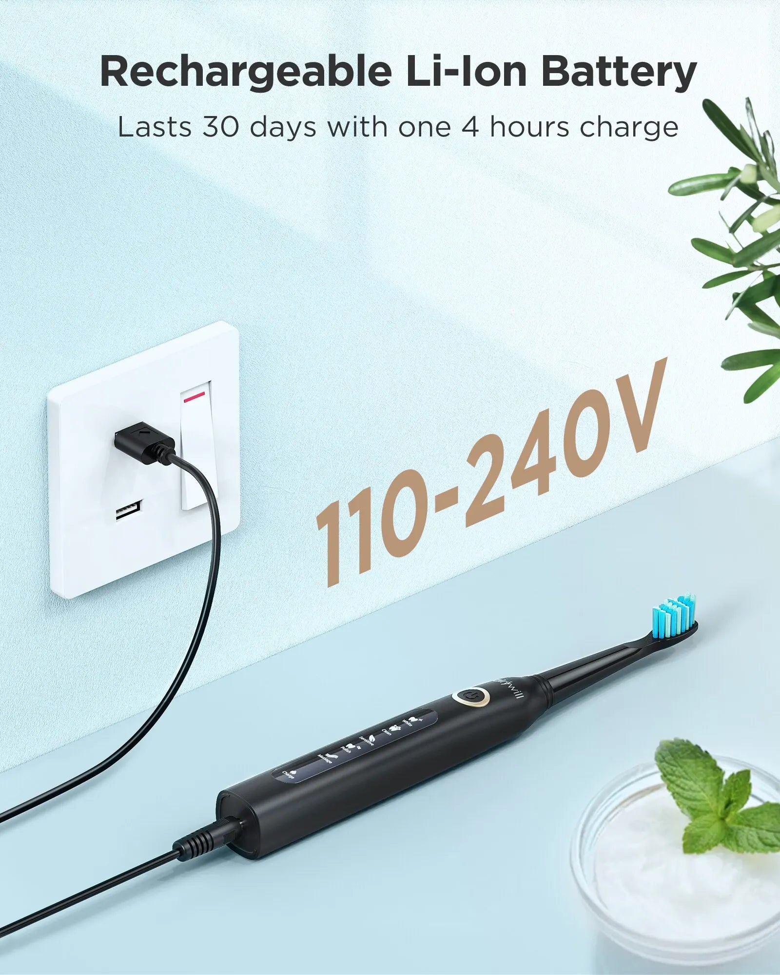 FairywillEscova de Dentes Elétrica Sônica