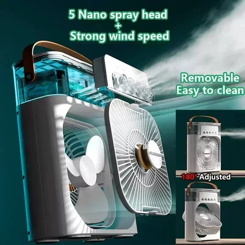 Ventilador e Umidificador de Ar Portátil 3 em 1