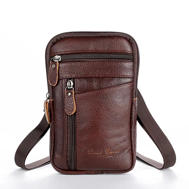 Bolsa de cintura de couro masculina
