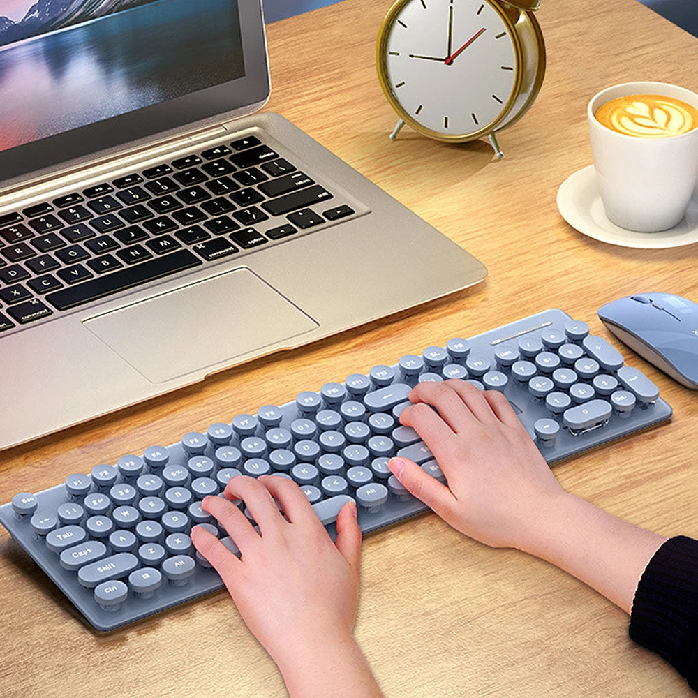 Conjunto de Mouse e Teclado Recarregável Sem Fio,