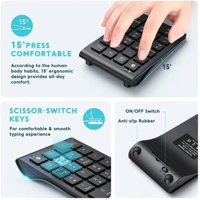 Teclado numérico sem fio bt5.0