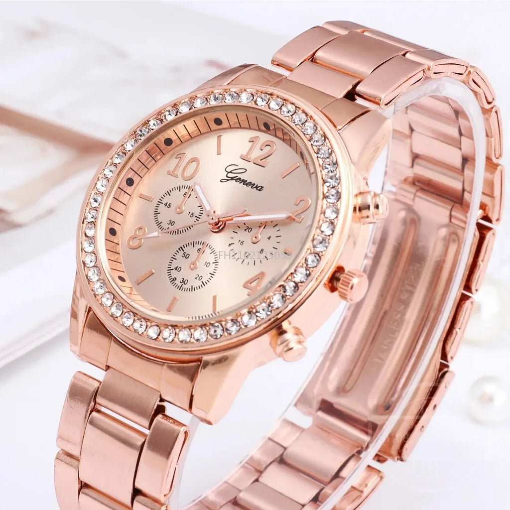 Relógio de quartzo de luxo feminino