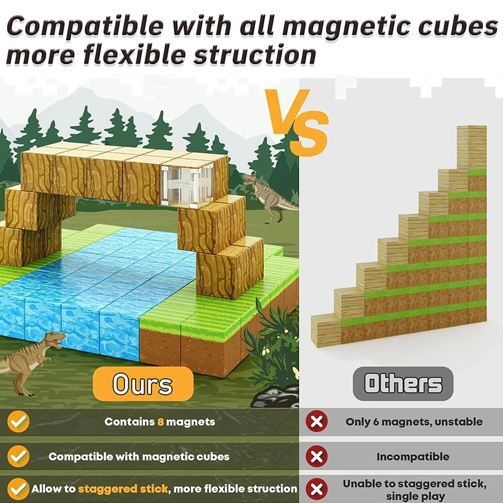 100 Pçs Blocos Magnéticos Brinquedo Construir