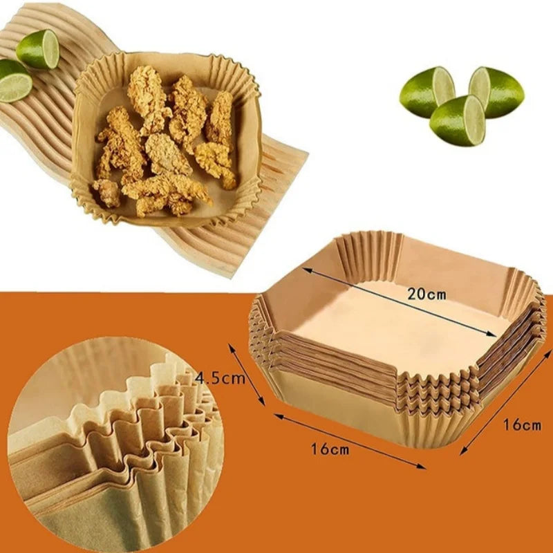100 Unidades de Forros de Papel para Airfryer