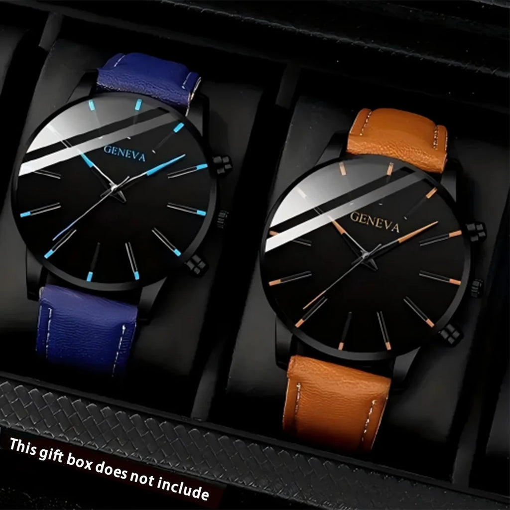 2PCS Relógio de Quartzo Masculino