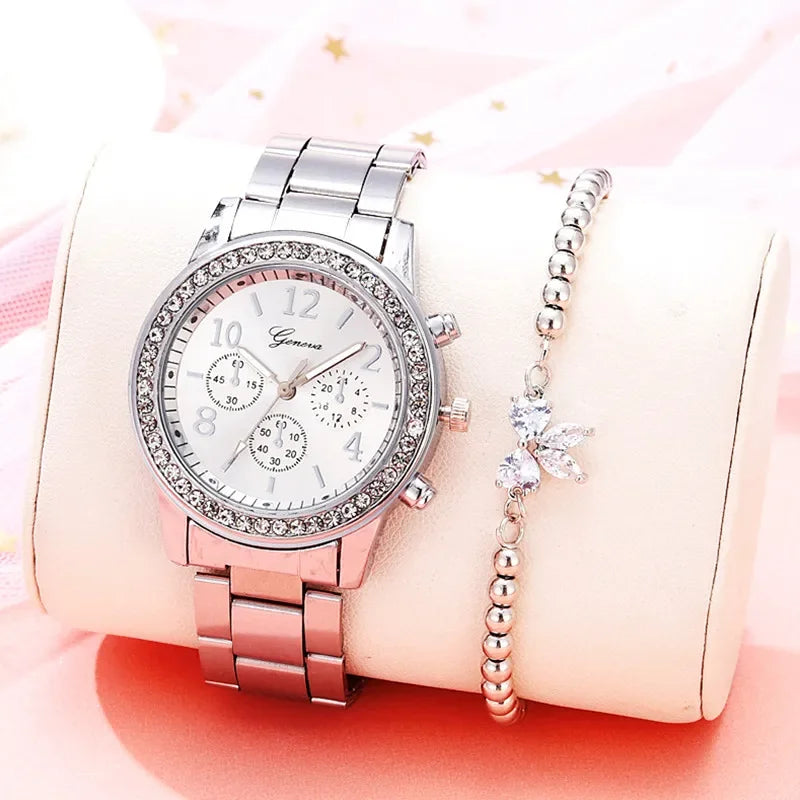 Relógios de marca feminina 2024 luxo rosa ouro